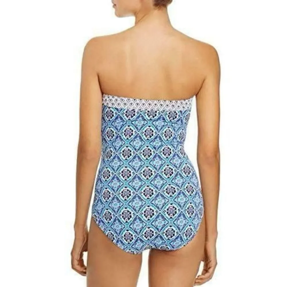 New. Tommy Bahama V-Wire blue tile swimsuit. Size 4. Retails $148